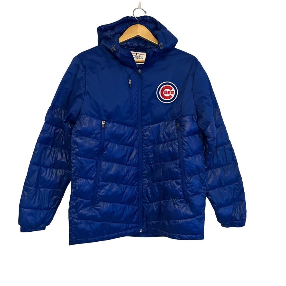 G-III Carl Banks Storm Hooded Puffer Jacket Mens Size S Chicago Cubs Womens M